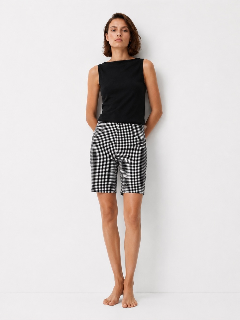 Tristan Gingham Long Shorts